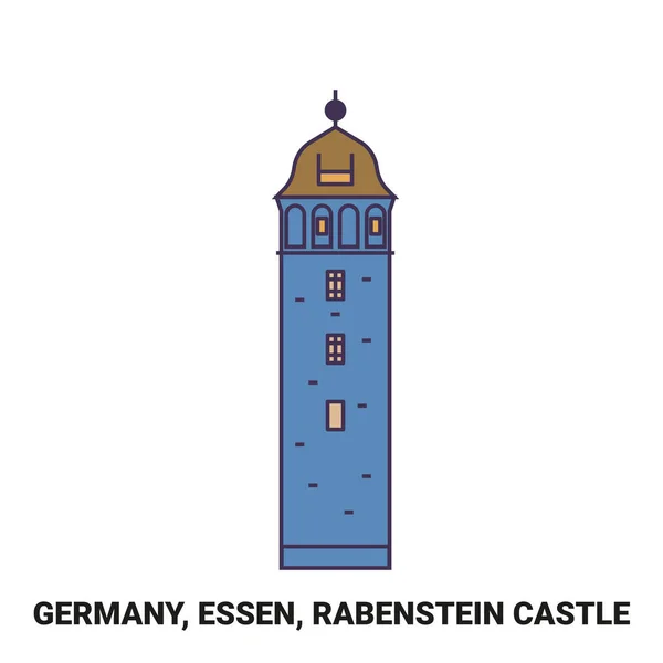 Alemanha Essen Rabenstein Castelo Viagens Marco Linha Vetor Ilustração —  Vetores de Stock