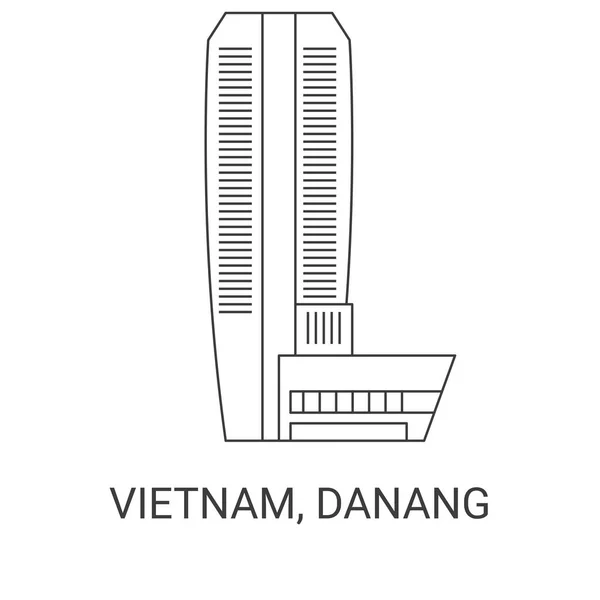 Vietname Danang Viagem Marco Linha Vetor Ilustração —  Vetores de Stock