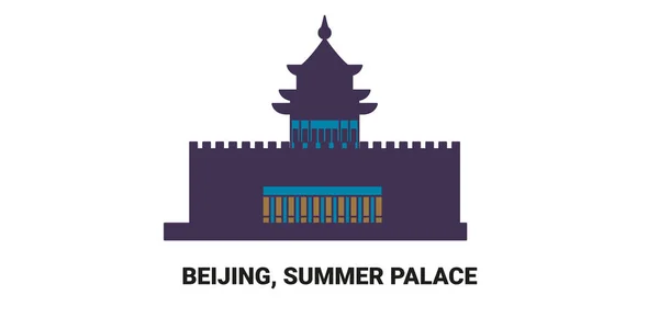 stock vector China, Beijing, Summer Palace, travel landmark line vector illustration