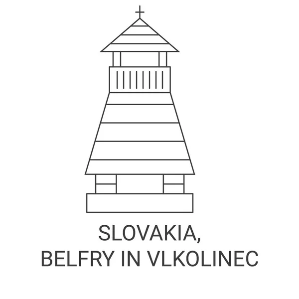 Slovakien Belfry Vlkolnec Resa Landmärke Linje Vektor Illustration — Stock vektor