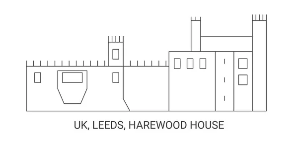 Inglaterra Leeds Harewood House Viagem Marco Linha Vetor Ilustração —  Vetores de Stock