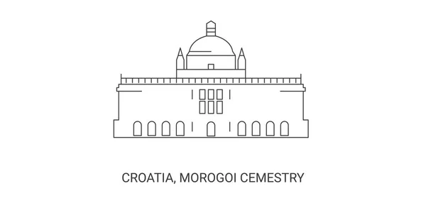 Croacia Morogoi Cemestry Viaje Hito Línea Vector Ilustración — Vector de stock
