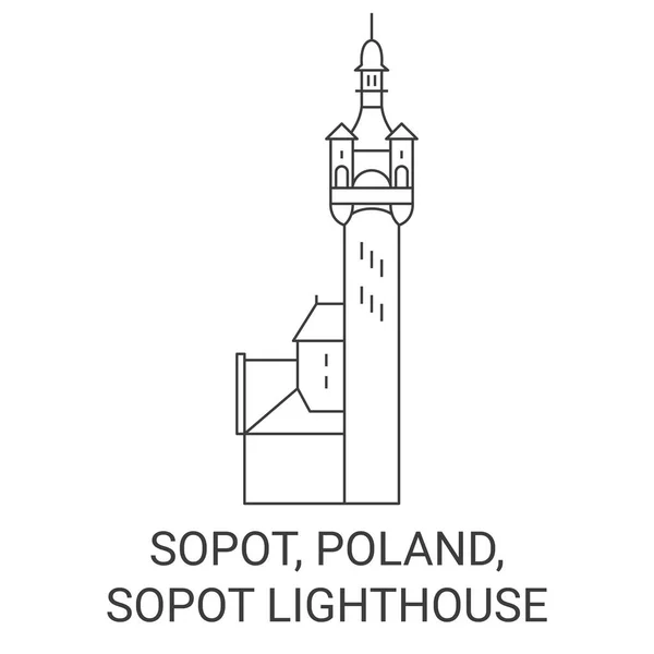 Polônia Sopot Sopot Farol Viagem Marco Linha Vetor Ilustração —  Vetores de Stock