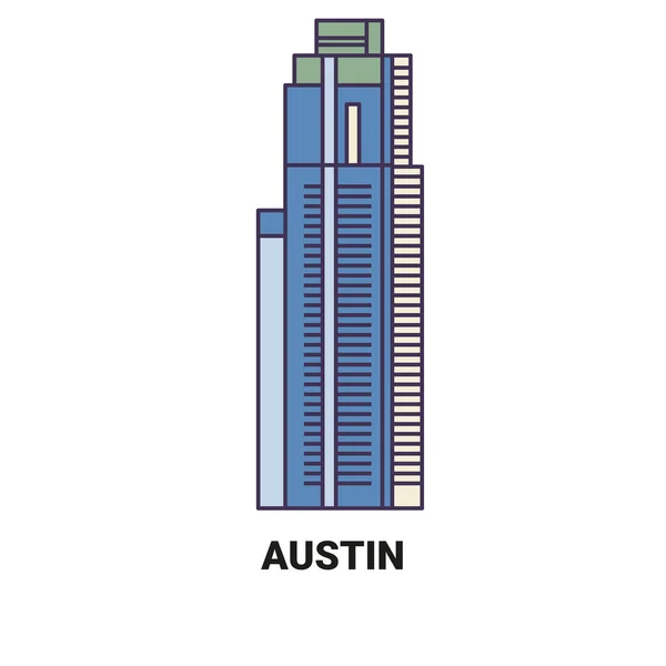 Usa Austin Resa Landmärke Linje Vektor Illustration — Stock vektor