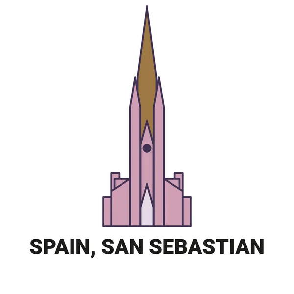 España San Sebastián Recorrido Hito Línea Vector Ilustración — Vector de stock