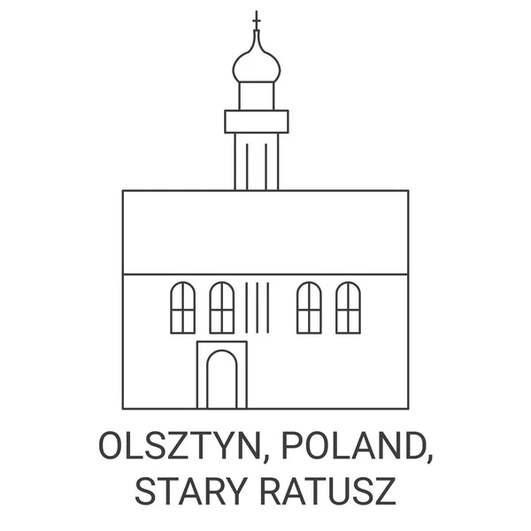 Polônia Olsztyn Stary Ratusz Viagem Marco Linha Vetor Ilustração — Vetor de Stock