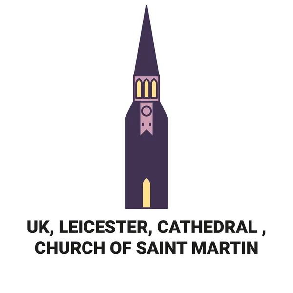 Reino Unido Leicester Catedral Iglesia San Martín Viaje Hito Línea — Archivo Imágenes Vectoriales