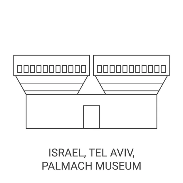 Israel Tel Aviv Palmach Museum Reise Meilenstein Linienvektorillustration — Stockvektor