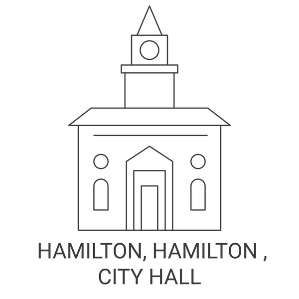 カナダ ハミルトン ハミルトン 市役所旅行ランドマークラインベクトルイラスト — ストックベクタ