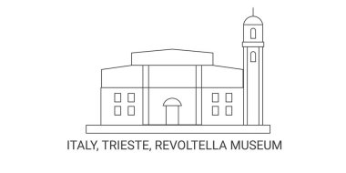 İtalya, Trieste, Revoltella Müzesi, seyahat çizgisi vektör ilüstrasyonu