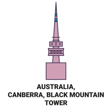 Avustralya, Canberra, Kara Dağ Kulesi seyahat çizgisi çizgisi çizimi