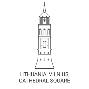 Litvanya, Vilnius, Katedral Meydanı seyahat çizgisi çizgisi çizimi