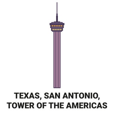 Amerika Birleşik Devletleri, Teksas, San Antonio, Amerika Kulesi seyahat çizgisi çizgisi çizimi