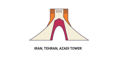 İran, Tahran, Azadi Kulesi, seyahat çizgisi vektör ilüstrasyonu