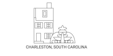 Birleşik Devletler, Charleston, Güney Carolina seyahat çizgisi vektör illüstrasyonu