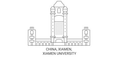 Çin, Xiamen, Xiamen Üniversitesi seyahat çizgisi vektör ilüstrasyonu