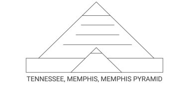 Birleşik Devletler, Tennessee, Memphis, Memphis Piramidi, seyahat çizgisi vektör ilüstrasyonu