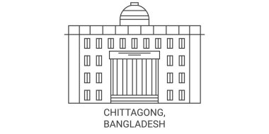 Bangladeş, Chittagong, seyahat çizgisi vektör illüstrasyonu