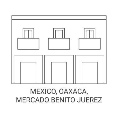 Meksika, Oaxaca, Mercado Benito Juerez seyahat çizgisi çizimi