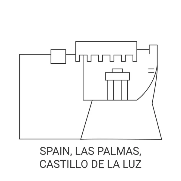Spanya Las Palmas Castillo Luz Seyahat Çizgisi Çizgisi Çizimi — Stok Vektör