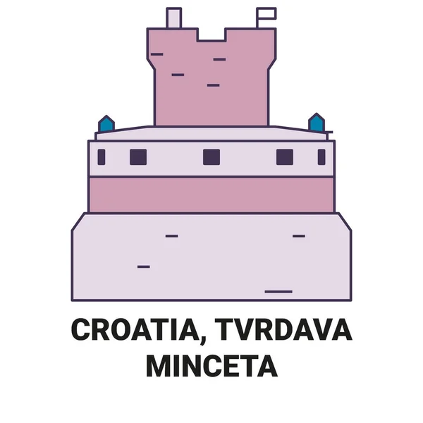 Хорватия Tvrdava Minceta Векторная Иллюстрация — стоковый вектор