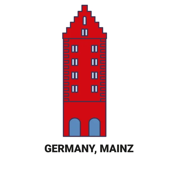 Tyskland Mainz Resa Landmärke Linje Vektor Illustration — Stock vektor