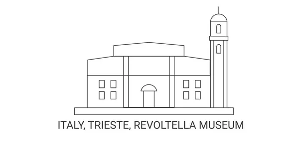 意大利 的里雅斯特 Revoltella博物馆 旅行地标线矢量图 — 图库矢量图片
