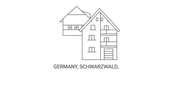 Jerman Schwarzwald Perjalanan Landmark Garis Vektor Garis Ilustrasi - Stok Vektor
