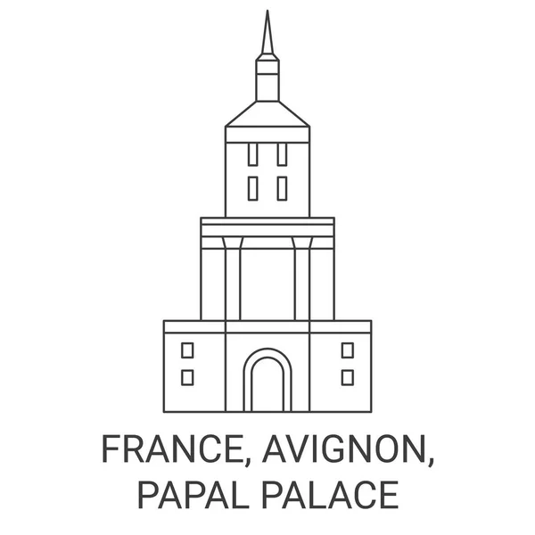 France Avignon Palais Pontifical Illustration Vectorielle Ligne Voyage — Image vectorielle