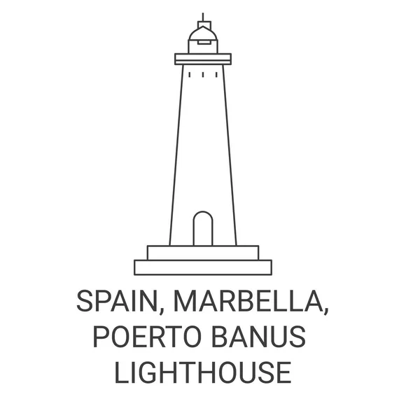 西班牙 Marbella Poetro Banus灯塔旅行地标线矢量图 — 图库矢量图片