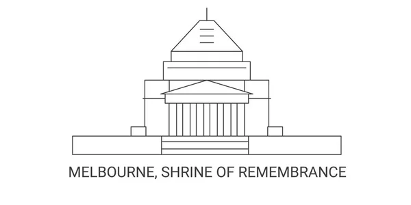 Australia Melbourne Shrine Remembrance Ilustración Vector Línea Referencia Viaje — Vector de stock