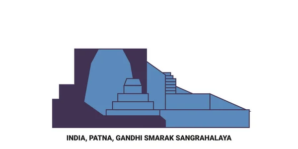 Índia Patna Gandhi Smarak Sangrahalaya Viagem Marco Linha Vetor Ilustração —  Vetores de Stock