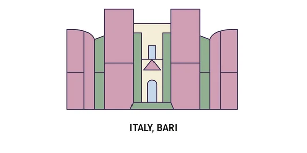 Italie Bari Bari Italija Illustration Vectorielle Ligne Repère Voyage — Image vectorielle
