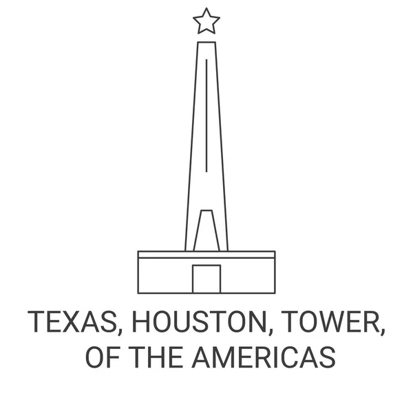 Estados Unidos Texas Houston Torre Las Américas Viaje Hito Línea — Vector de stock