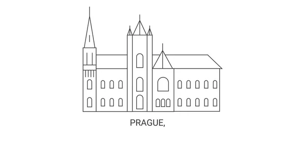 República Checa Praga Viaje Hito Línea Vector Ilustración — Vector de stock