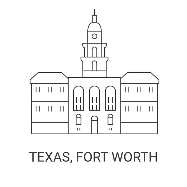 Estados Unidos Texas Fort Worth Ilustración Vector Línea Hito Viaje — Vector de stock