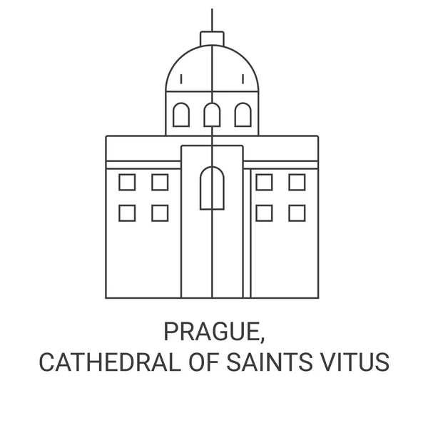 República Checa Praga Catedral Dos Santos Vitus Viagem Marco Linha — Vetor de Stock