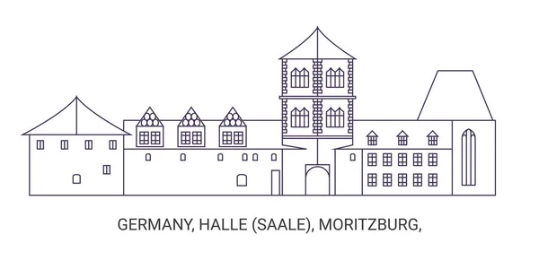 Tyskland Halle Saale Moritzburg Resa Landmärke Linje Vektor Illustration — Stock vektor