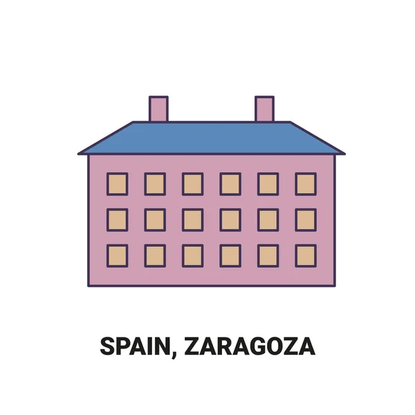 Spain Zaragoza Travel Landmark Line Vector Illustration — Stock Vector