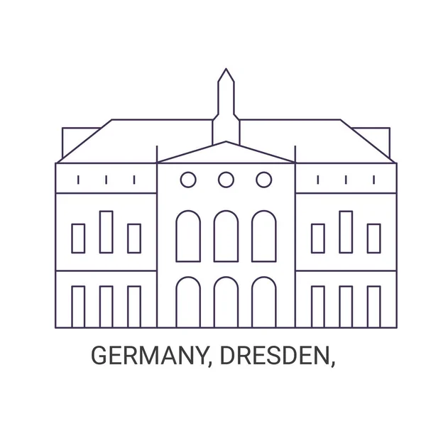 Almanya Dresden Seyahat Tarihi Vektör Çizelgesi Çizimi — Stok Vektör