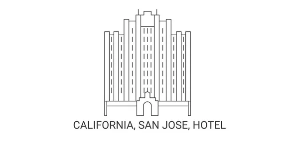Amerikai Egyesült Államok California San Jose Hotel Travel Landmark Line — Stock Vector