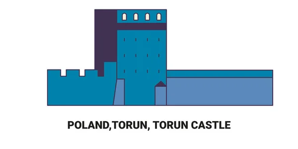 Polandia Torun Kastil Torun Perjalanan Garis Vektor Garis Vektor Ilustrasi - Stok Vektor