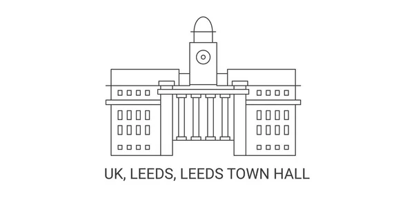 Inghilterra Leeds Leeds Town Hall Illustrazione Vettoriale Punto Riferimento Viaggio — Vettoriale Stock