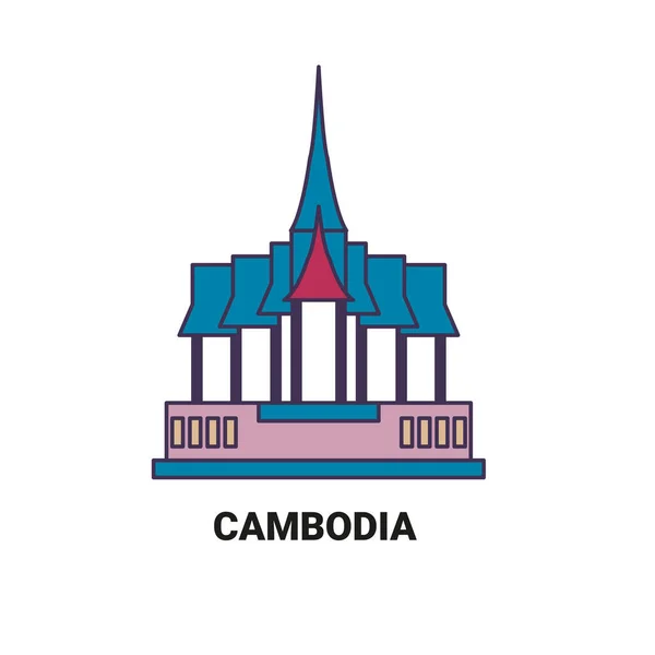 Cambodja Reizen Oriëntatiepunt Lijn Vector Illustratie — Stockvector