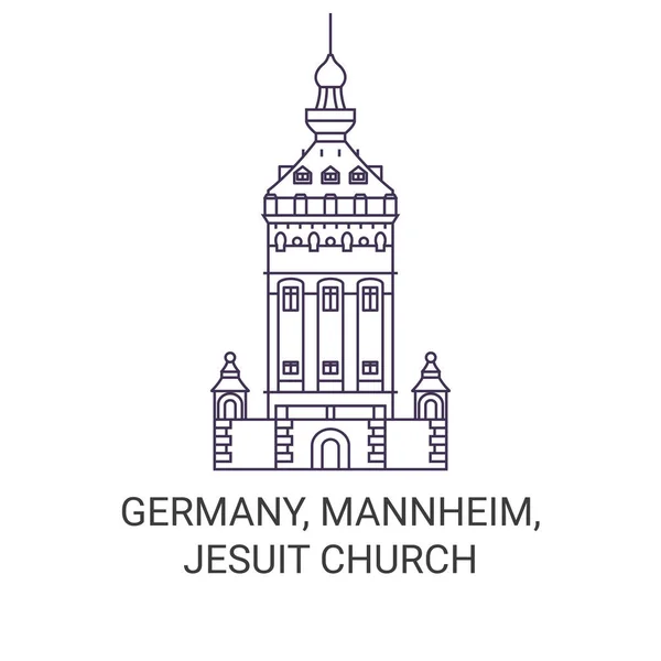 Almanya Mannheim Cizvit Kilisesi Geçmişi Sternwarte Kapalı Gözlemevi Seyahat Hattı — Stok Vektör