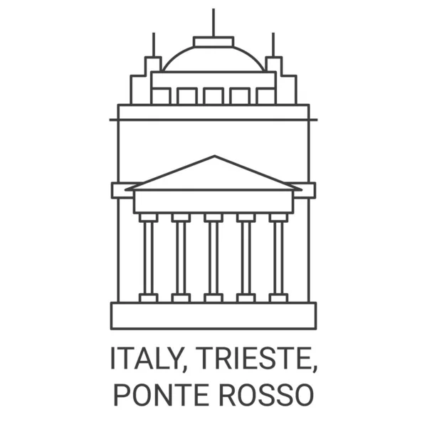 イタリア トリエステ ポンテ ロッソ旅行ランドマークラインベクトルイラスト — ストックベクタ