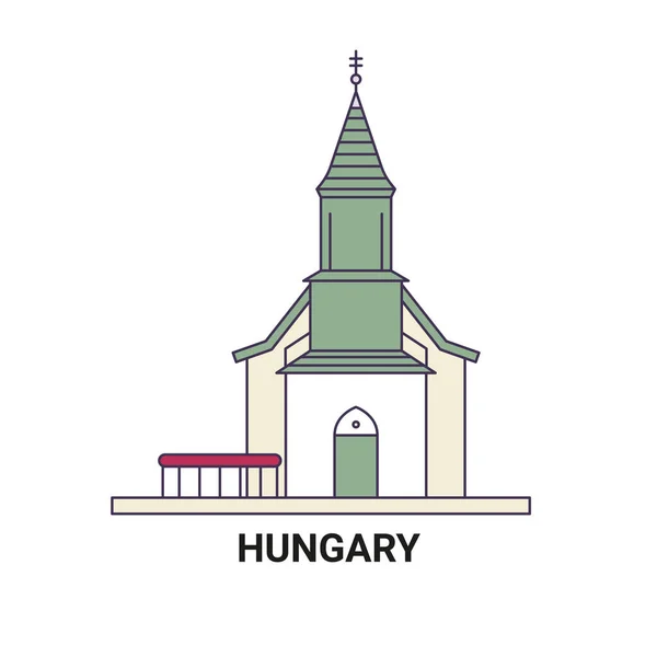 ハンガリー 旅行のランドマークラインベクトル図 — ストックベクタ