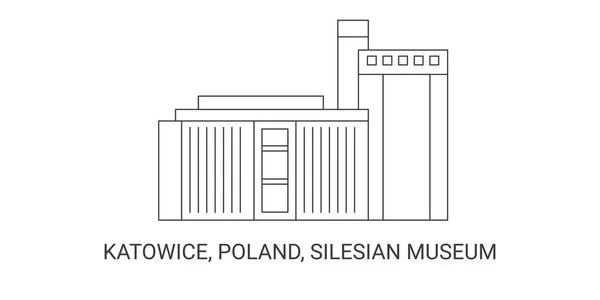 Polónia Katowice Museu Silesiano Viagem Marco Linha Vetor Ilustração —  Vetores de Stock