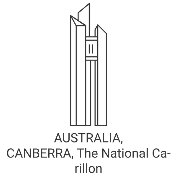 Australia Canberra National Carillon Travel Landmark Line Vector Illustration — Stock Vector