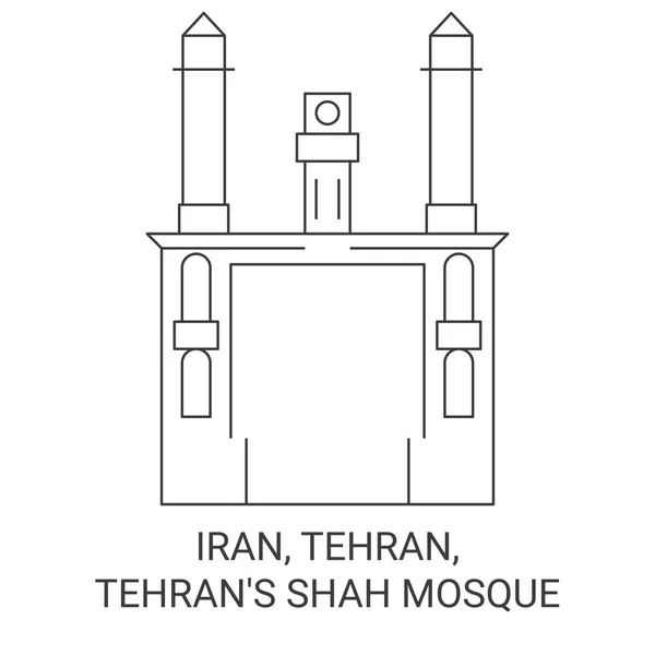 Irão Teerão Teerão Shah Mesquita Viagem Marco Linha Vetor Ilustração — Vetor de Stock
